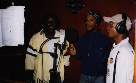 Recording vocals on ZEMEMLEWA at Studio Tambourin